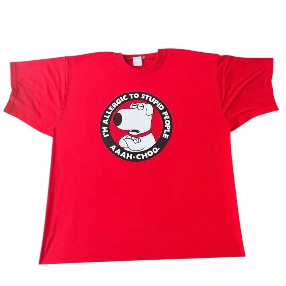 Y2K CHG Sports 100% Cotton Brian Griffin Family Guy “I’m Allergic to Stupid…” T-